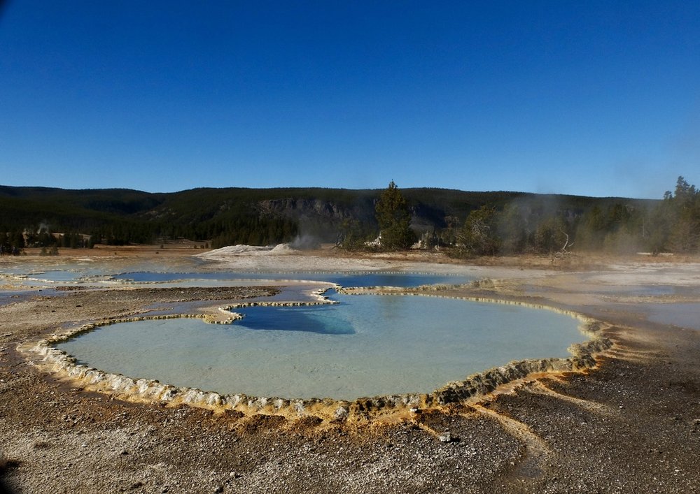  Upper Geyser Basin ”is home to the largest numbers of geysers found in the park. Within one square mile there are at least 150 of these hydrothermal wonders.” 