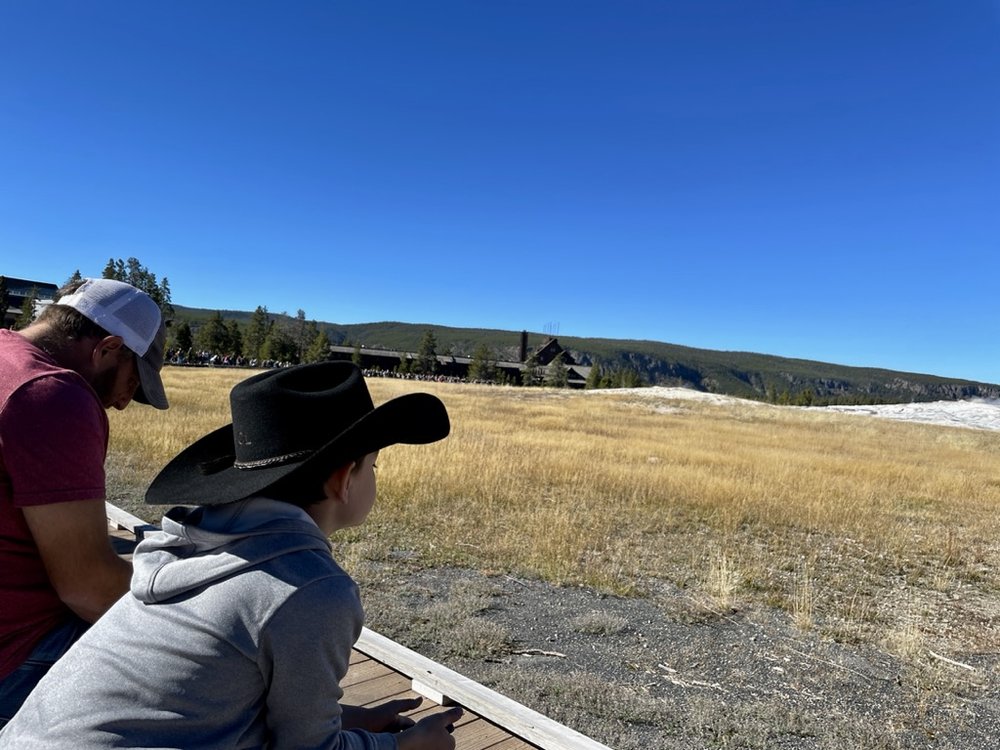 Waiting patiently for Old Faithful.  