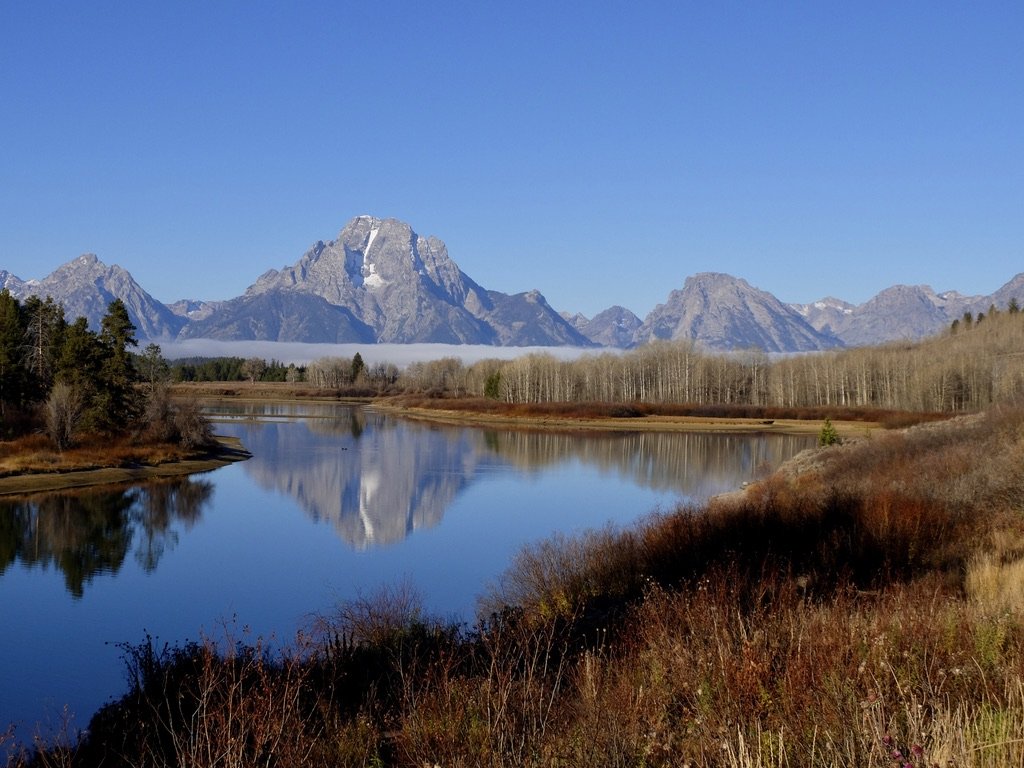 Oxbow Bend; this time with a fog bank.