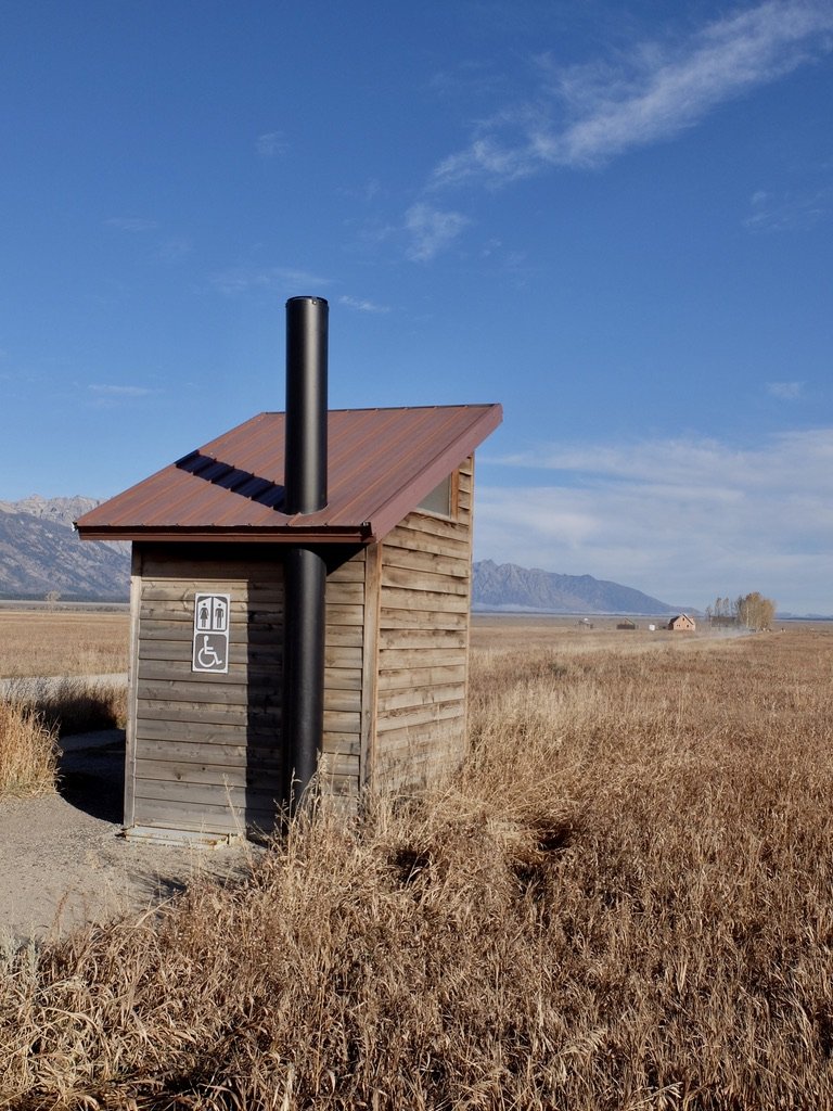  Mormon Row on Antelope Flats Road.  Nomi thought this outhouse looked inviting. 