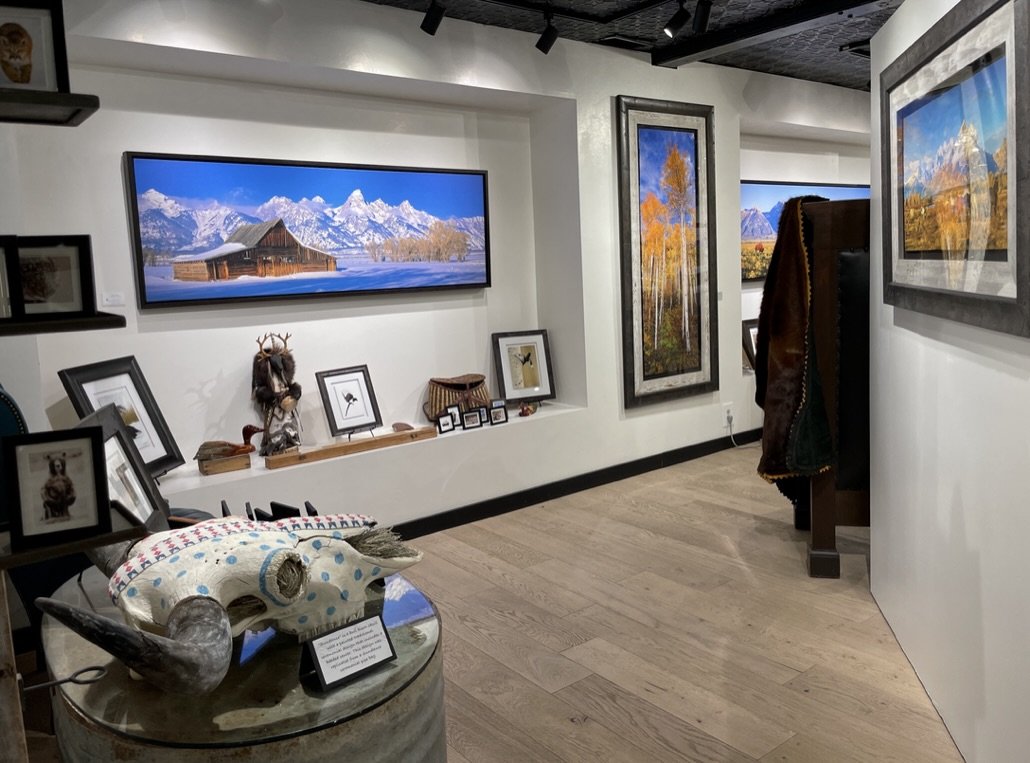  GARY CRANDALL's gallery in Jackson - Medicine Bird Gallery (aka Gray Crane Studios).  Awesome photo of Mormon Row barn in snow.  https://graycranestudios.com/ 
