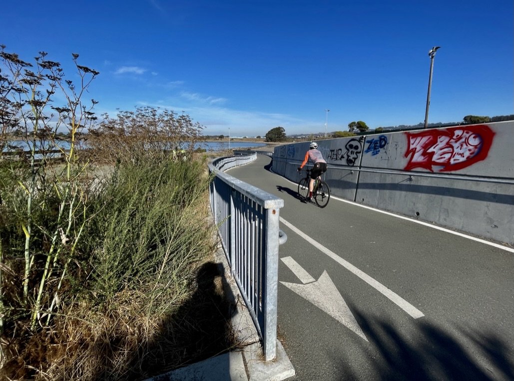 Recently completed bike path that eliminated the climb up the hill next to Golden Gate Fields horse racing track.