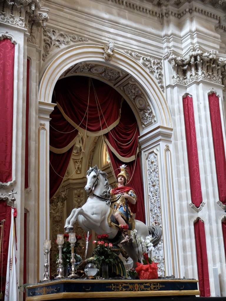  Walking tour of Ragusa with Barbara. St. George. patron saint of Ragusa &amp; on rare display as will soon be in a procession. 