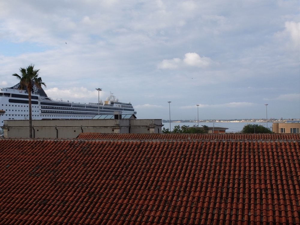  Grande Albergo Alfeo - Balcony view of the Porto Grande now with a cruise ship docked &amp; blocking the view. 