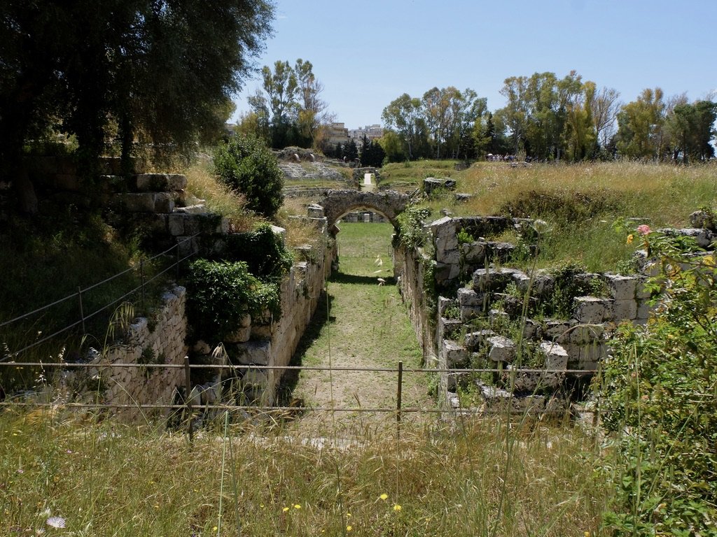  Roman ampitheatre.  Look carefully to find the trap door in center.  Imagine a lion popping out of there. 