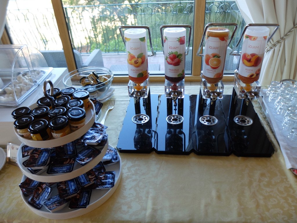 Colazione at Hotel Villa Diodoro. Jam dispenser!