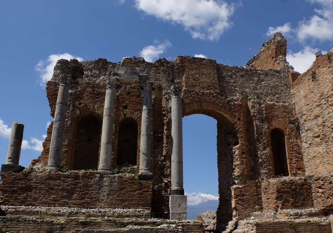  Teatro Greco Taormina - the walls were once much higher &amp; hid the view of the bay  Walking tour with Chiara Rozzi.  