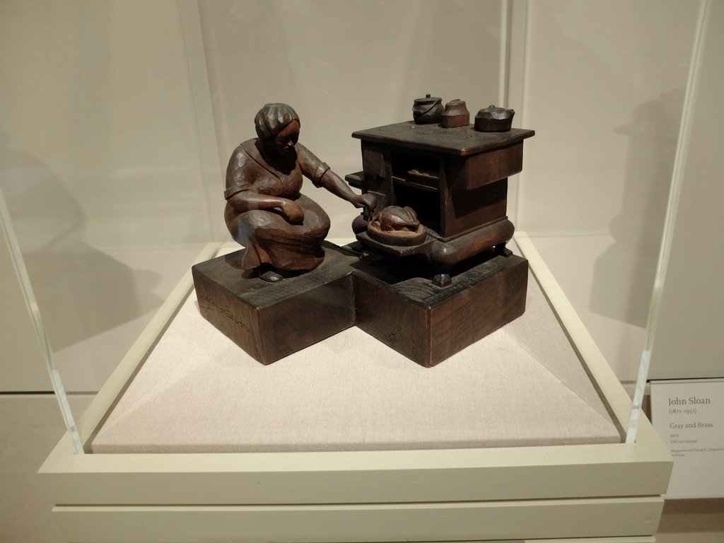  At the Met,  Cooking-on Saturday  1936 by Leslie Garland Bolling - Carved wood. 
