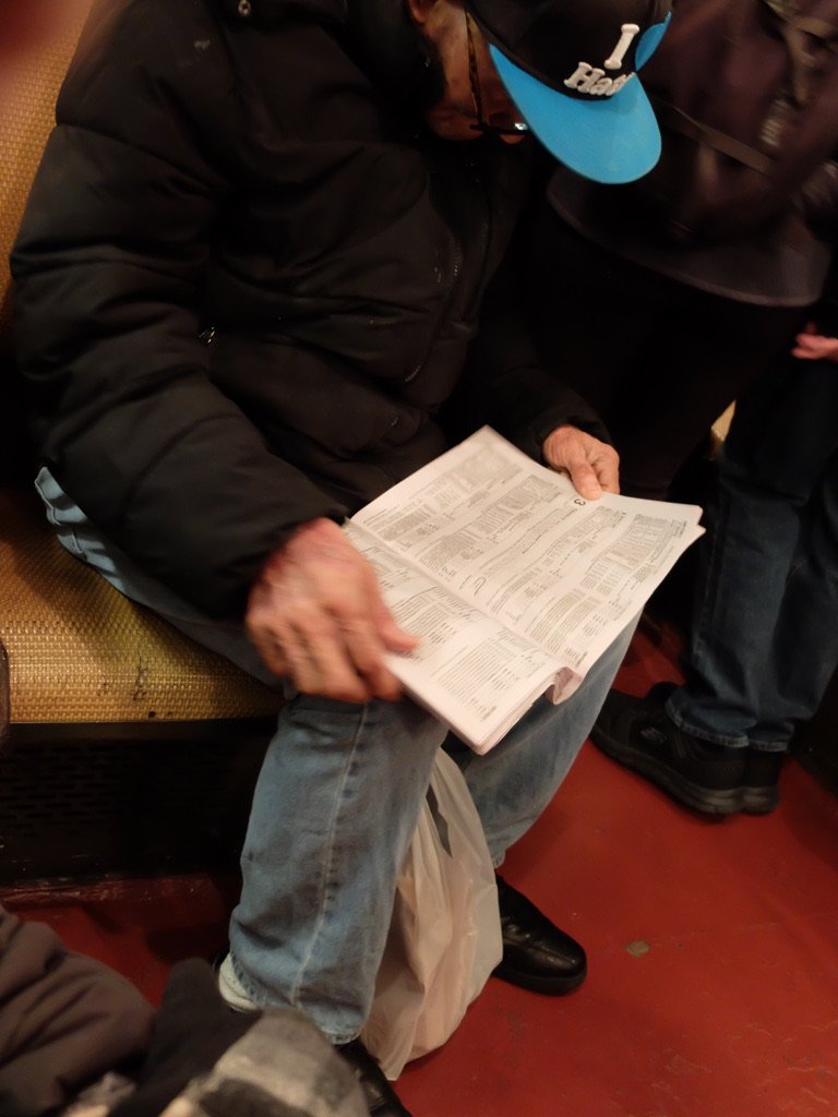  This guy boarded at the 59th Street station having no idea it was a special train.  He asked me if this train was going to 125th Street.  I told him yes.  He sat down, didn’t look up nor around &amp; immersed himself in his racing form until he got 