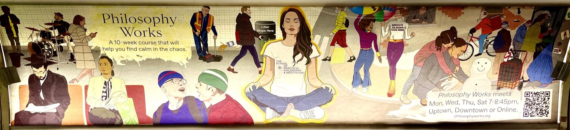 A modern subway car ad.