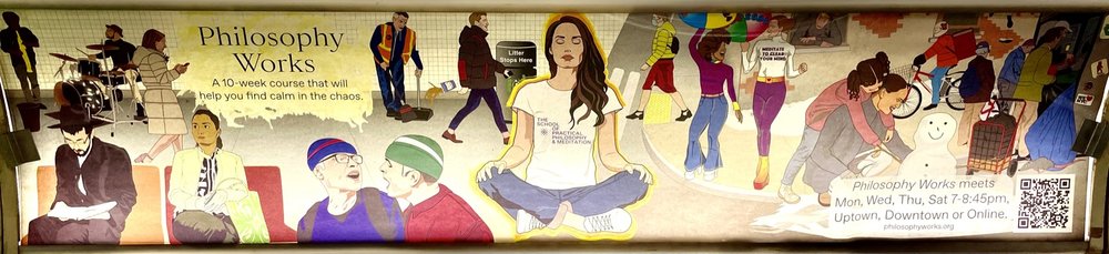 A modern subway car ad.