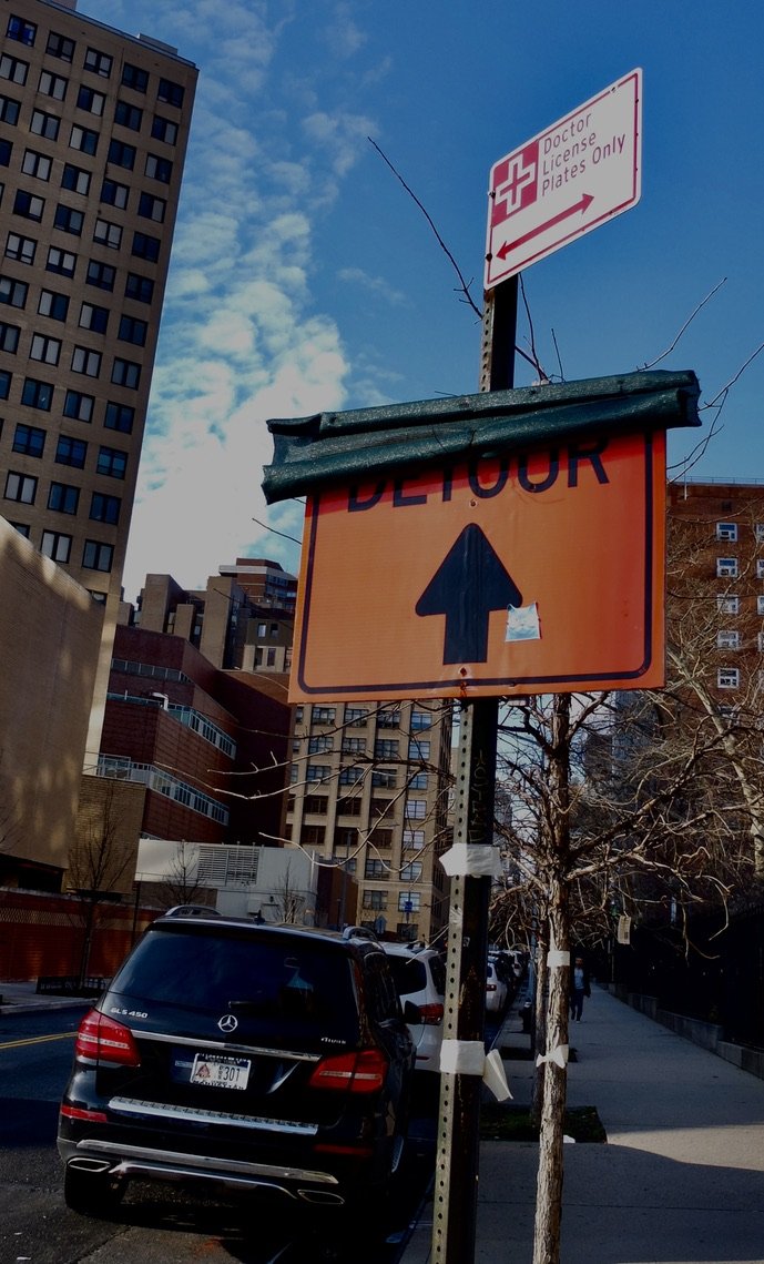    … in 1973-74 I parked here when teaching at NYU College of Dentistry; the tan building straight ahead.  NYU Medical Center &amp; Bellevue Hospital are to the right.   Notice the MD plates are on a Mercedes…  