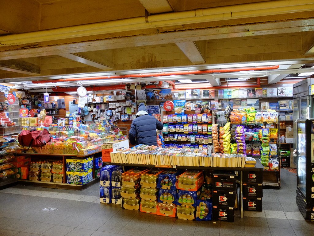 The ubiquitous underground stand.  But this one had a different take with all those used books for sale..