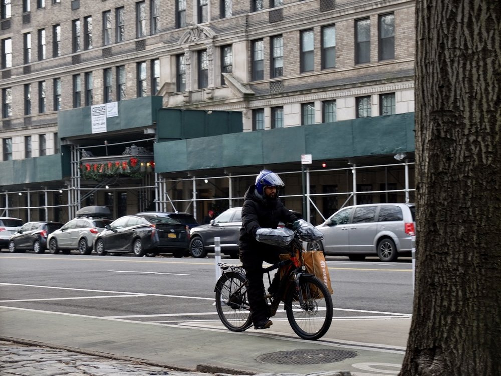  The bicycle delivery folks are everywhere &amp; couldn’t care less about traffic laws. 