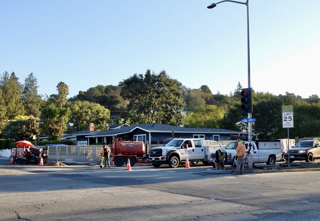  Advance crew from Mike Brown Electric Co. preparing for the traffic signal installation. 