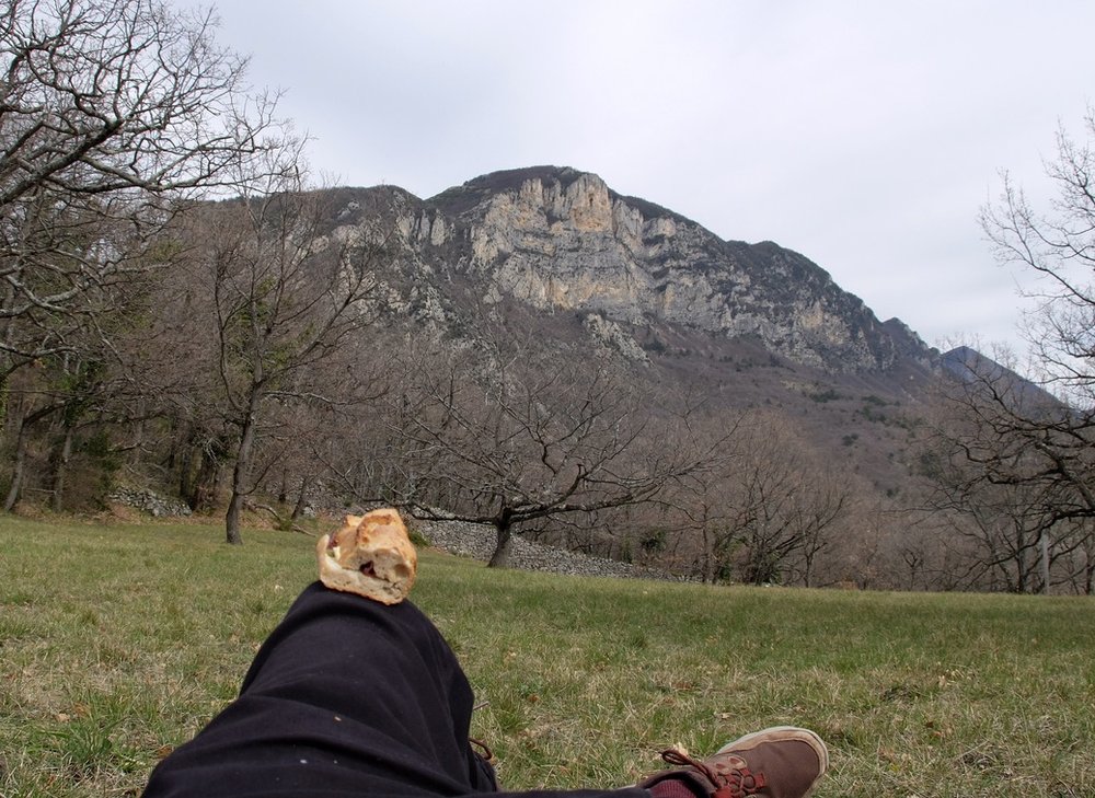 Picnic with Nate made sandwiches duing a hike.