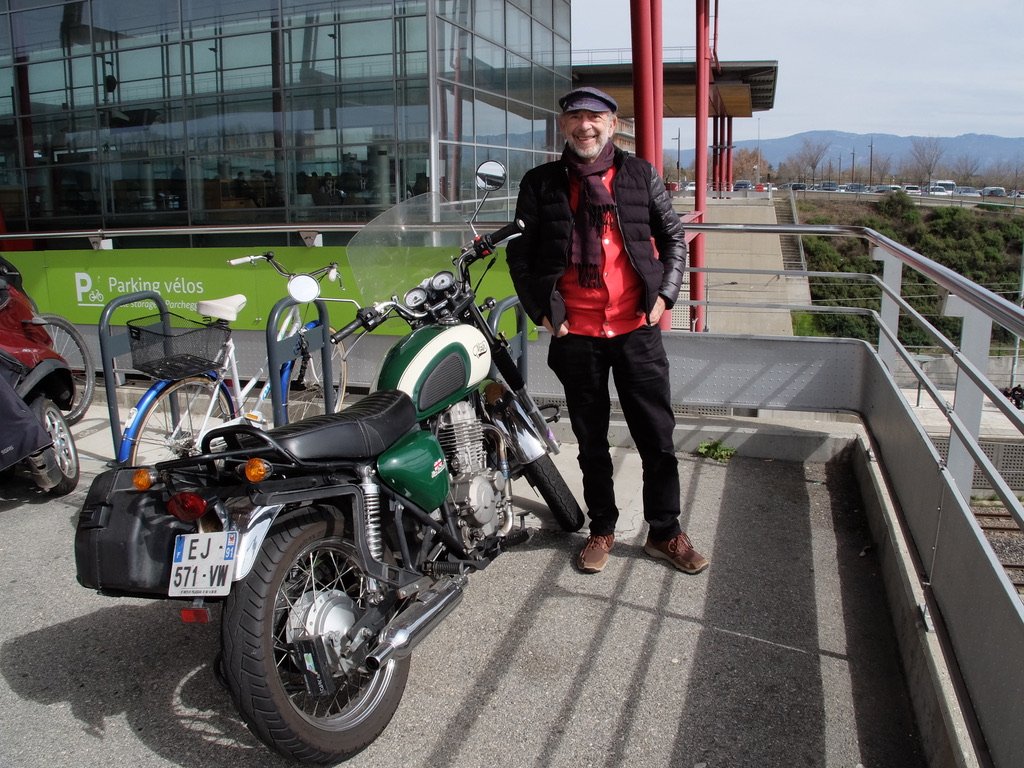  A MASH motorcycle, makers of modern classics..  TGV sta. Valence. Photo by Nate. 