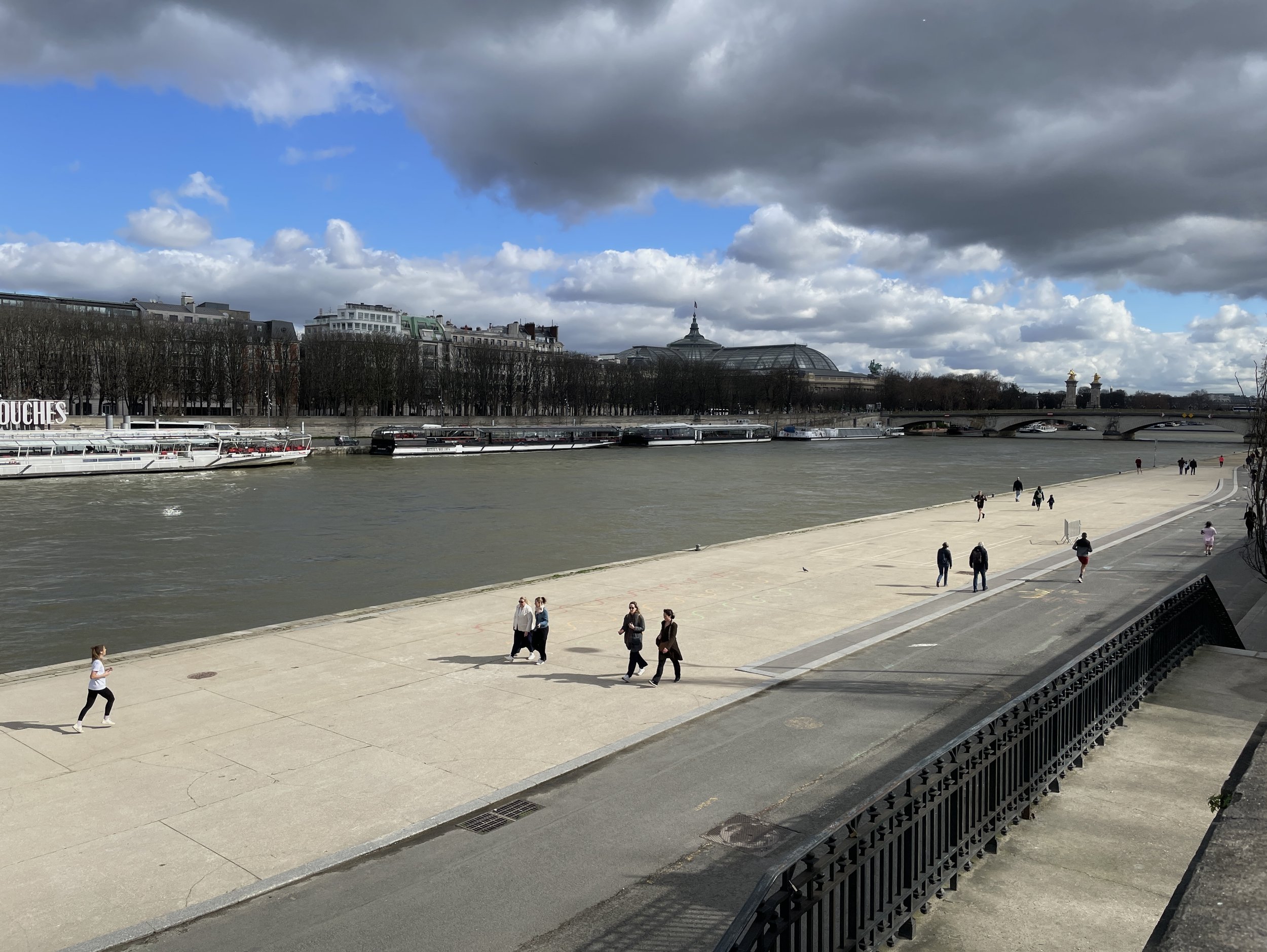 Strolling along the Seine.
