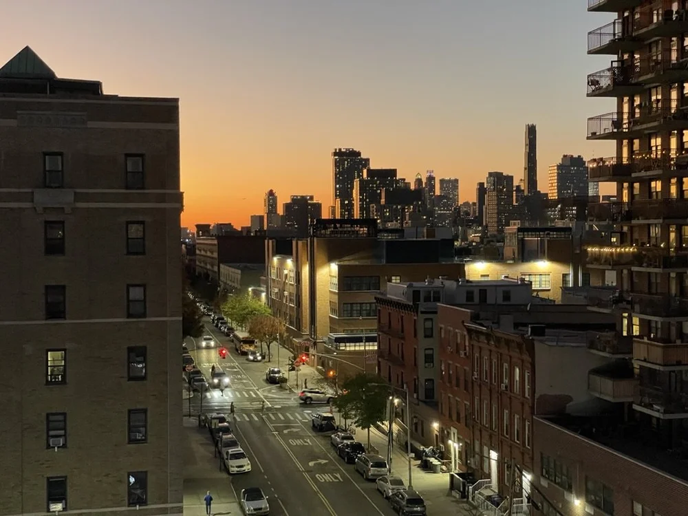 Downtown Brooklyn at sunset from the 6th floor on St. Marks Ave., Prospect Hts.