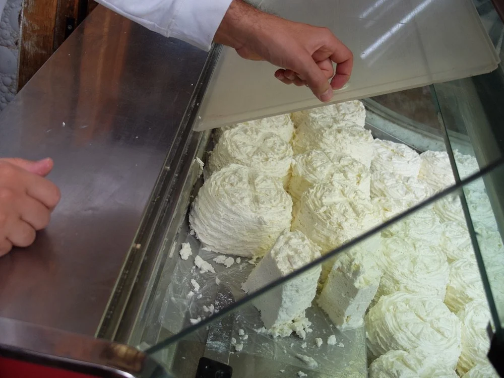 Fresh, absolutely fabulous sheep's cheese.