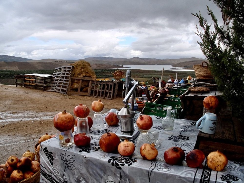  In the distance the reservoir from the c. 1969 Al Wahda Dam, the largest in Morocco. After the Aswan Dam, it’s the 2nd largest in Africa. King Hassan ll (1929-1999) presciently ordered the building of dams. Morocco has just come out of six years of 
