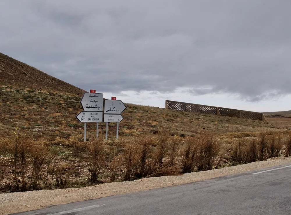 Fencing to control snow drifts.