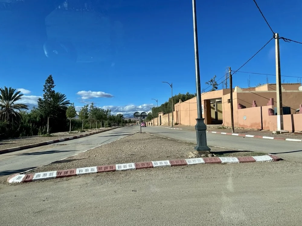  ...and the pink taxi in the distance here.  “The Damask rose was brought to Kelaat M’Gouna by the French in 1938, with the first rose water distillery being opened soon after.” 