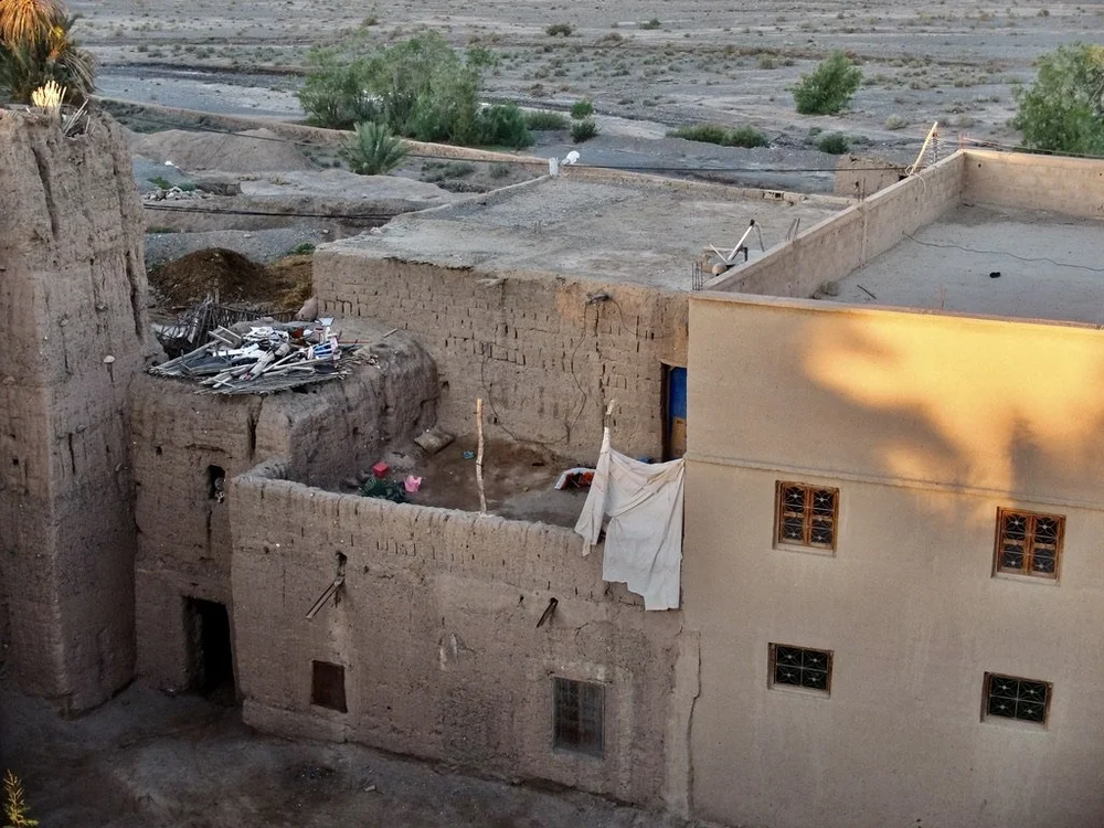Old &amp; new from the roof top of Ksar El Kabbaba at sunrise.