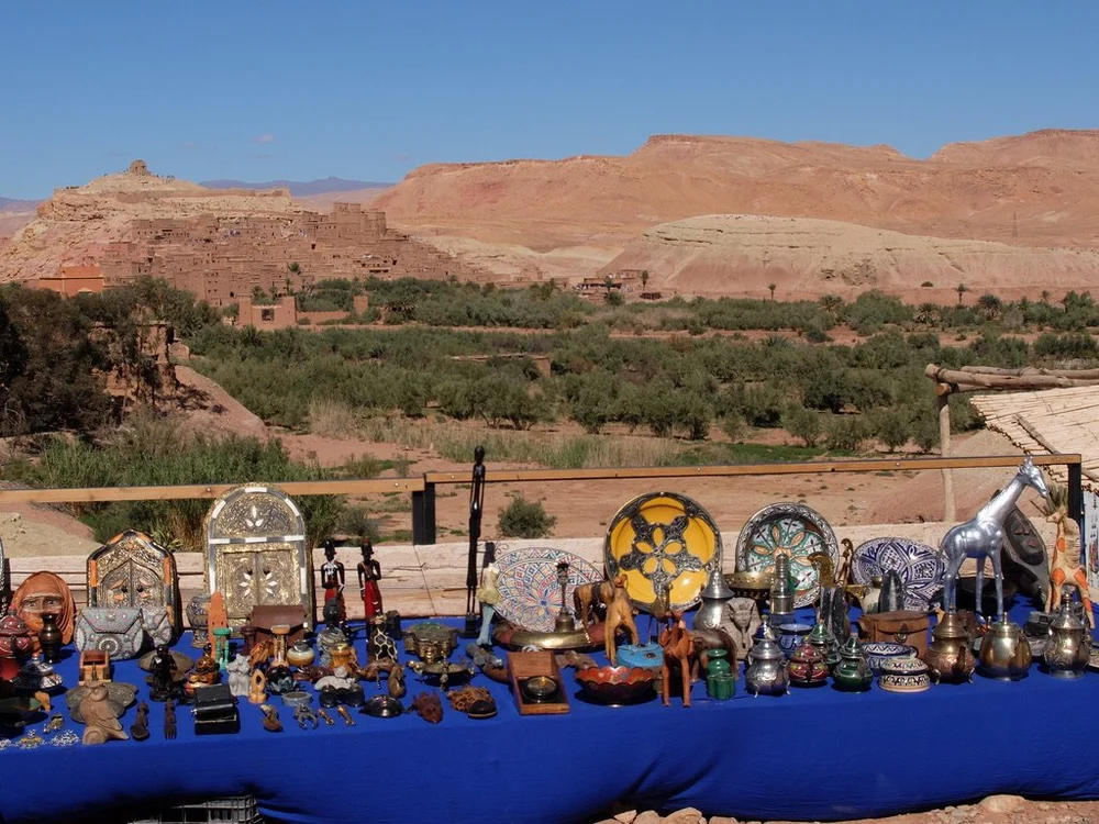   "Camel caravans arriving into the valleys after weeks crossing the Sahara would stay for respite and trade before arriving to the Atlantic Coast, taking with them the produce, jewellery and textiles of the tribes." 