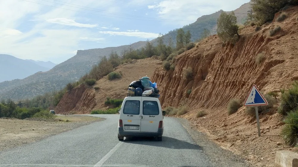  Precarious inter-municipality transit.  These minivans may have as many as nine passengers &amp; all their luggage.  On to Casablanca &amp; the final day of our Moroccan adventure. 