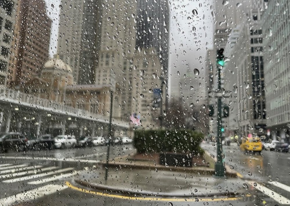 Park Ave. thru a taxi's wet window.