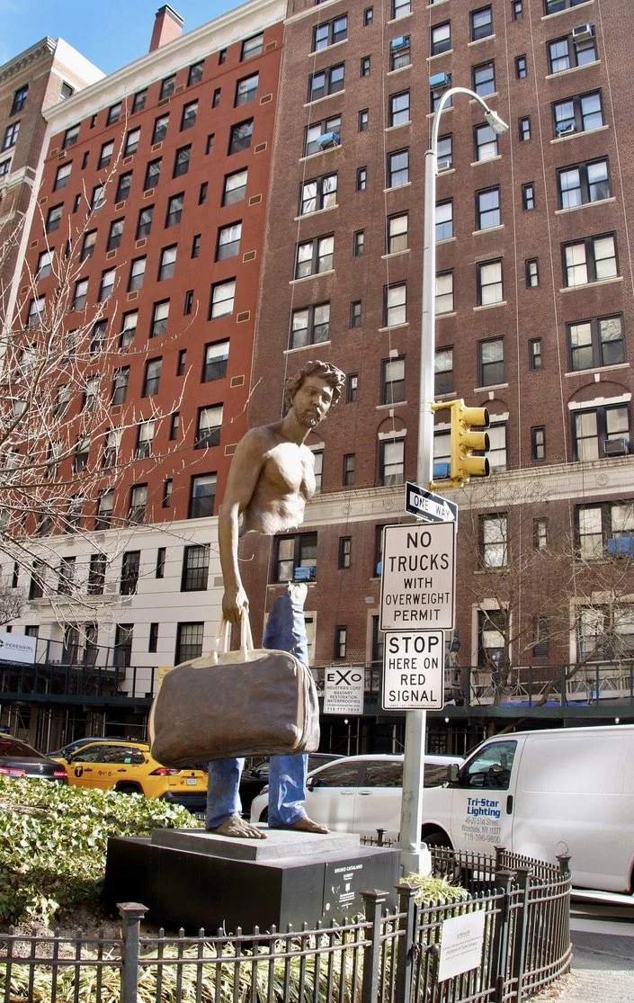  "Hubert" by French sculptor Bruno Catalano “Original bronze Floating, Lifelike ‘Travelers’ Are Taking Over Park Avenue” south of 42nd Street. 