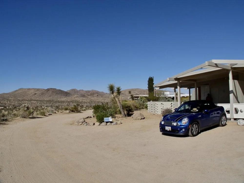  The Bungalows by Homestead Modern  59700 29 Palms Highway, Joshua Tree.  The Joshua Tree Visitor Center was 7 min.(3 miles) from The Bungalows. We drove over to gather info. &amp; ideas for the next few days. 