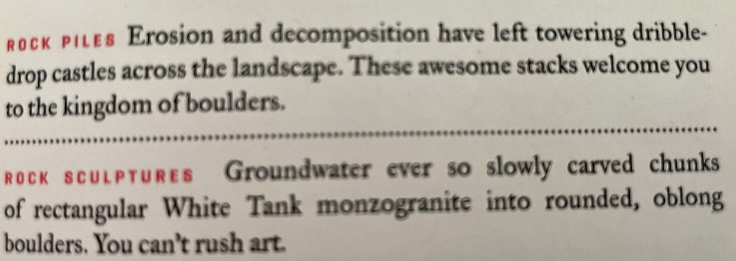 Excerpted from "JOSHUA TREE - Where Two Deserts Meet - Widsam Nat'l Parks" that was in our bungalow.