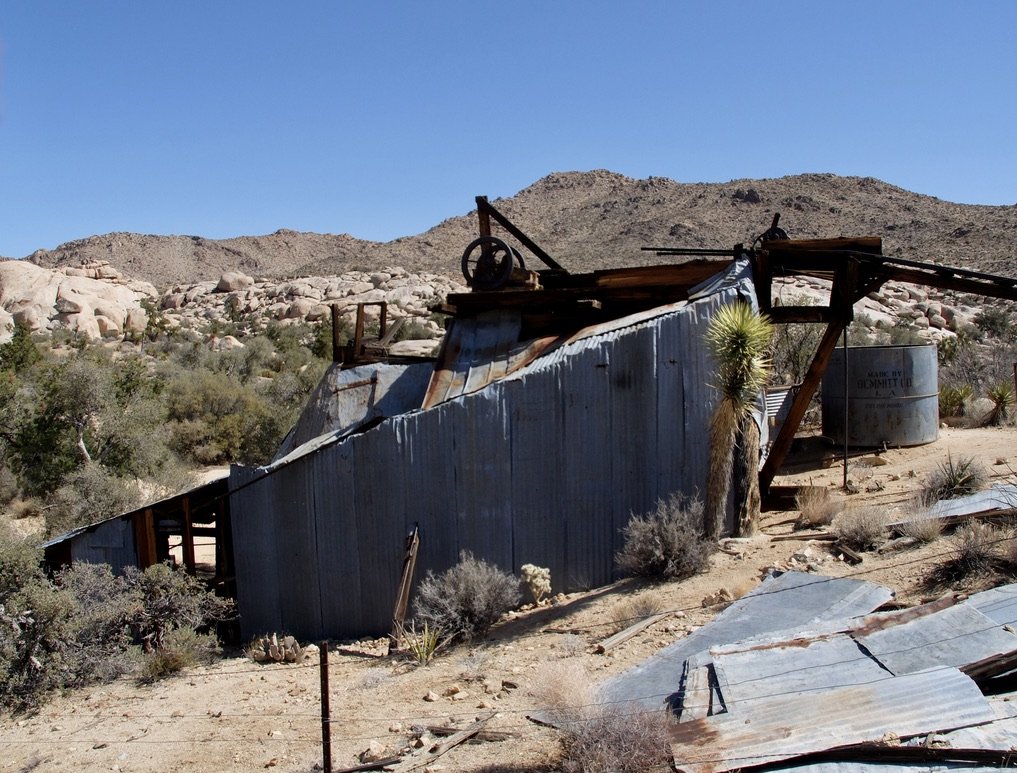 Wall Street Mill ca. the 1930’s. Built by local rancher Bill Keys “This two stamp gold ore crushing mill is one of the last remaining mills in the park, with operations up until the mid-1900s.”