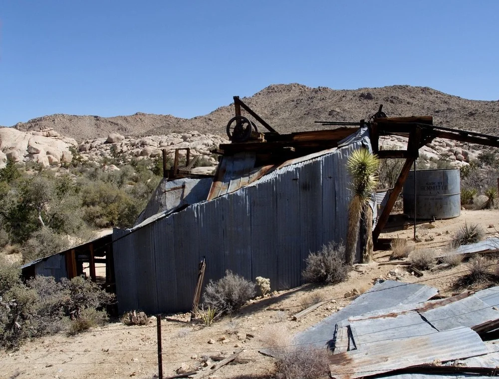  Wall Street Mill ca. the 1930’s.  Built by local rancher Bill Keys “This  two stamp  gold ore crushing mill is one of the last remaining mills in the park, with operations up until the mid-1900s.” 