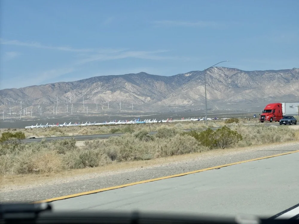  MTM | The Mojave Transportation Museum Foundation.  “…a museum to preserve Southern California aviation, railroad, automobile and animal transportation history and culture.”  It was closed.  I was disappointed.   And a red cab semi-trailer truck. 