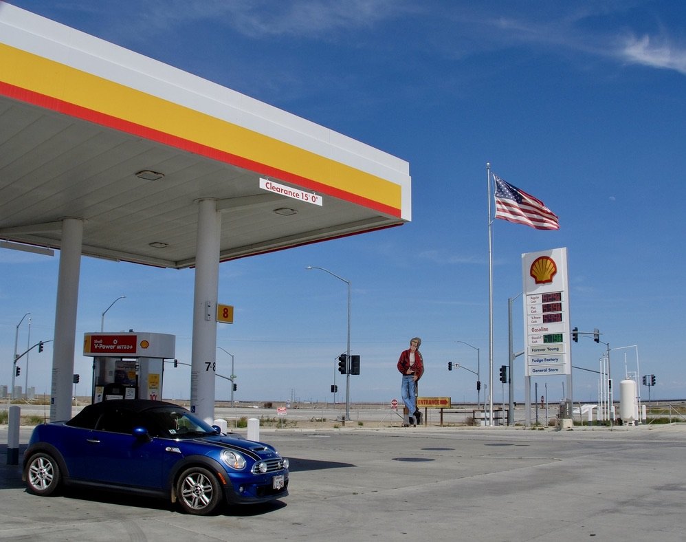 “James Dean…was on his way to Salinas via Paso Robles for a race. Unfortunately, just 26 miles from Blackwells Corner, at the intersection of Highway 46 and 41, the legend met with a car crash, and passed away shortly after.”