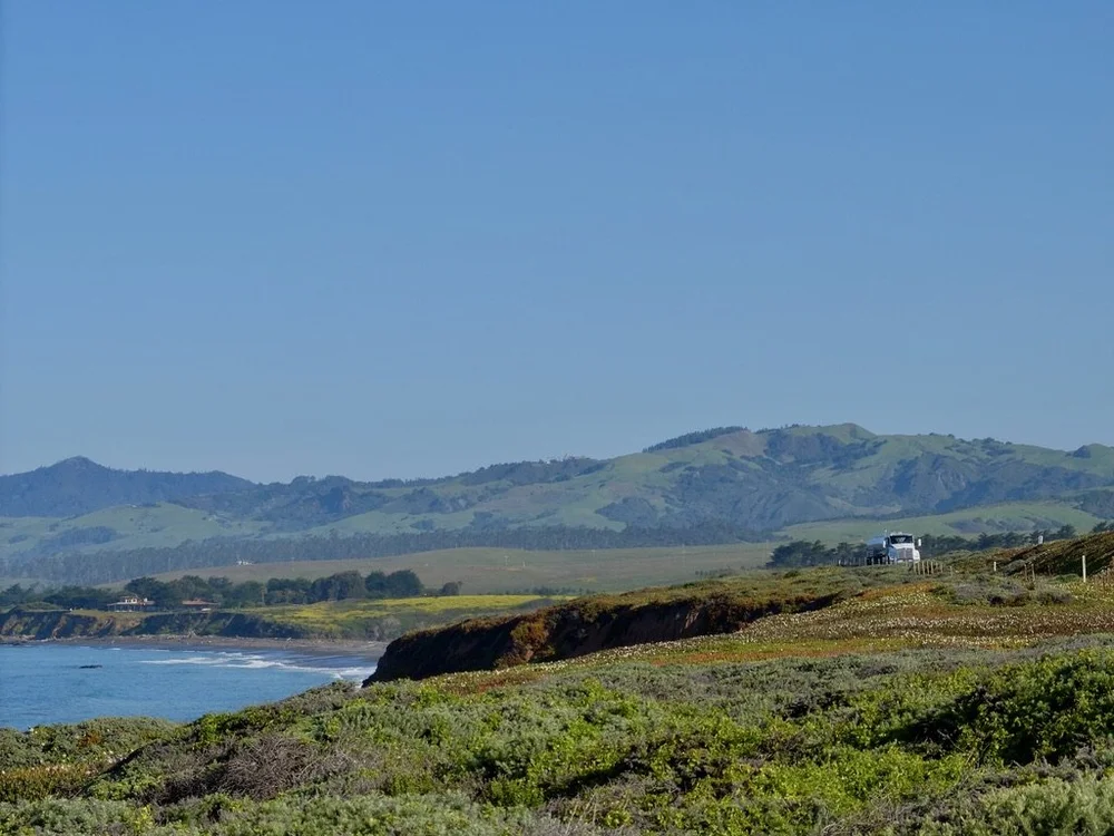 A good place for a semi driver to take a morning rest.  Cambria, CA.