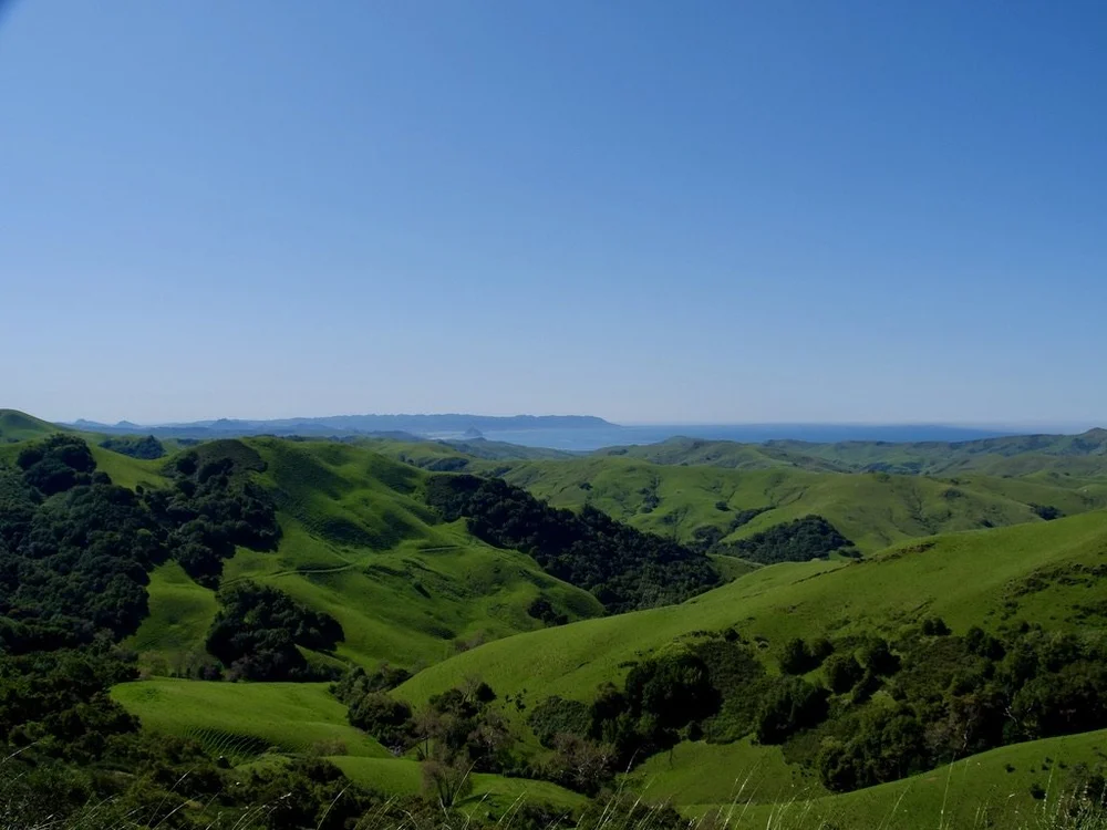  From CA Hwy 46 looking south down the coast towards San Luis Obispo, Morro Bay &amp; Morro Rock. 