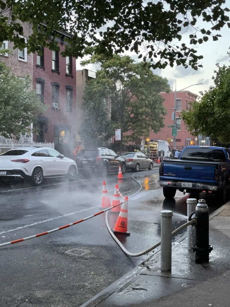 Whoops a leak. Who cares, it’s only water from the Croton Reservoir. Ah, the risks of street parking in Brooklyn. Prospect Hts., Brooklyn, NY.