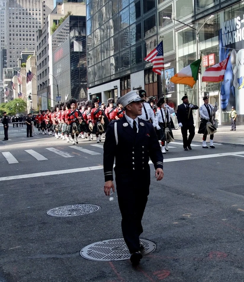 Sometimes with purpose. Funeral Service for Geo. E. Snyder, Jr. Supervising Marshal, NYFD. 5th Ave & 53rd St.., Manhattan, NY