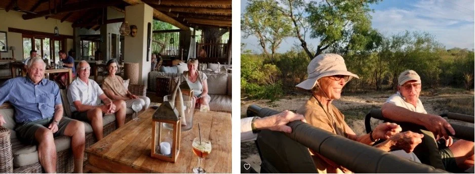  We were so fortunate to be paired in our Land Cruiser with these two wonderful Joburg couples.  Lyn &amp; Susie were physical therapists, looked out for me &amp; didn’t mind if I put my foot up on the rest between their seats.    Notten's Bush Camp,