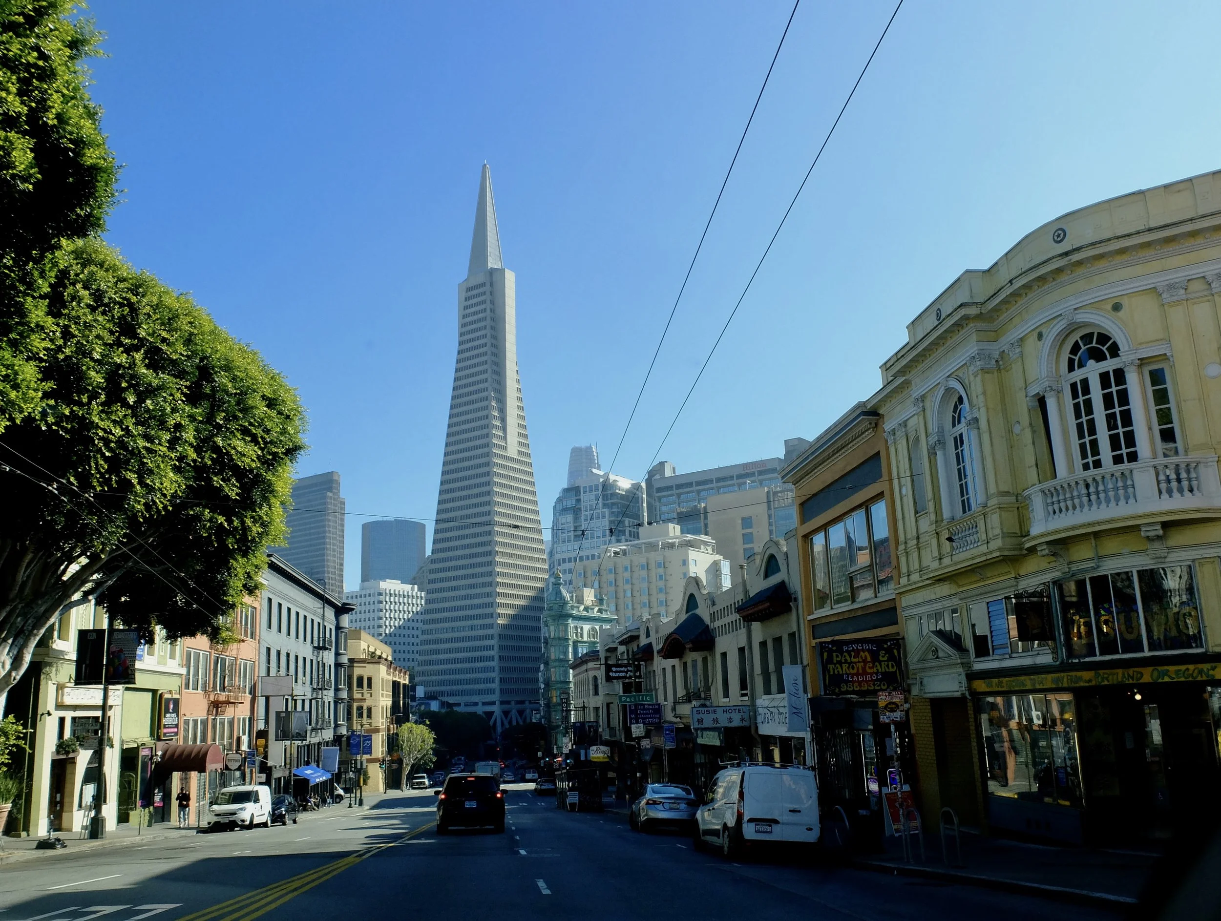  “Cash-strapped ( from the epic theatrical flop, ‘Megalopolis,’)  Francis Ford Coppola puts up SF tower as collateral.  Legendary filmmaker’s latest loan is backed by the Sentinel Building.”  The green building to the right of the Transamerica Pyrami
