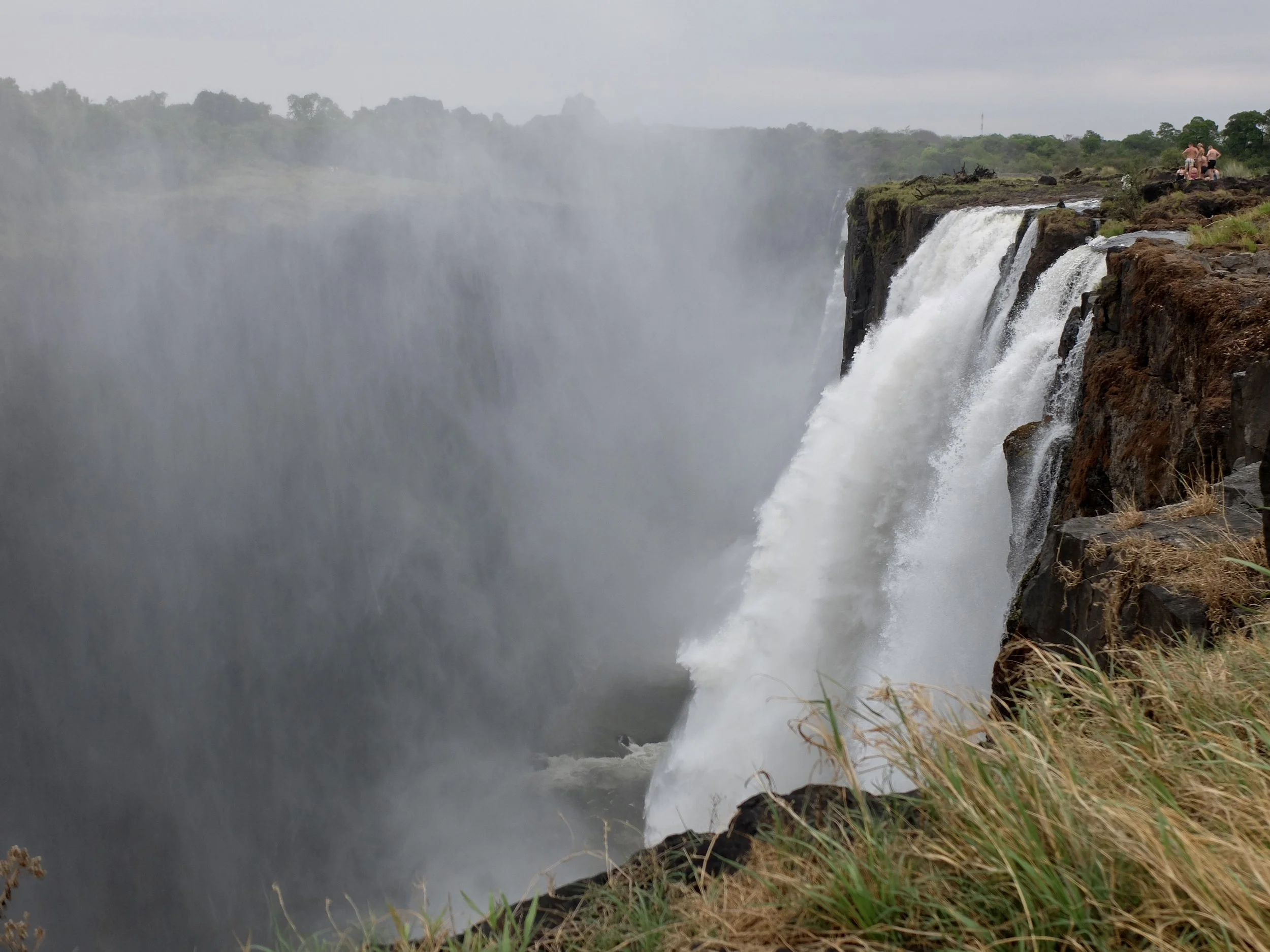  We added it to our itinerary.  When there, I took a look &amp; being unsure of my balance, opted out, much to Nomi’s relief.  This &amp; previous photo by Nomi.  Livingstone Island, Victoria Falls, Zambia. 