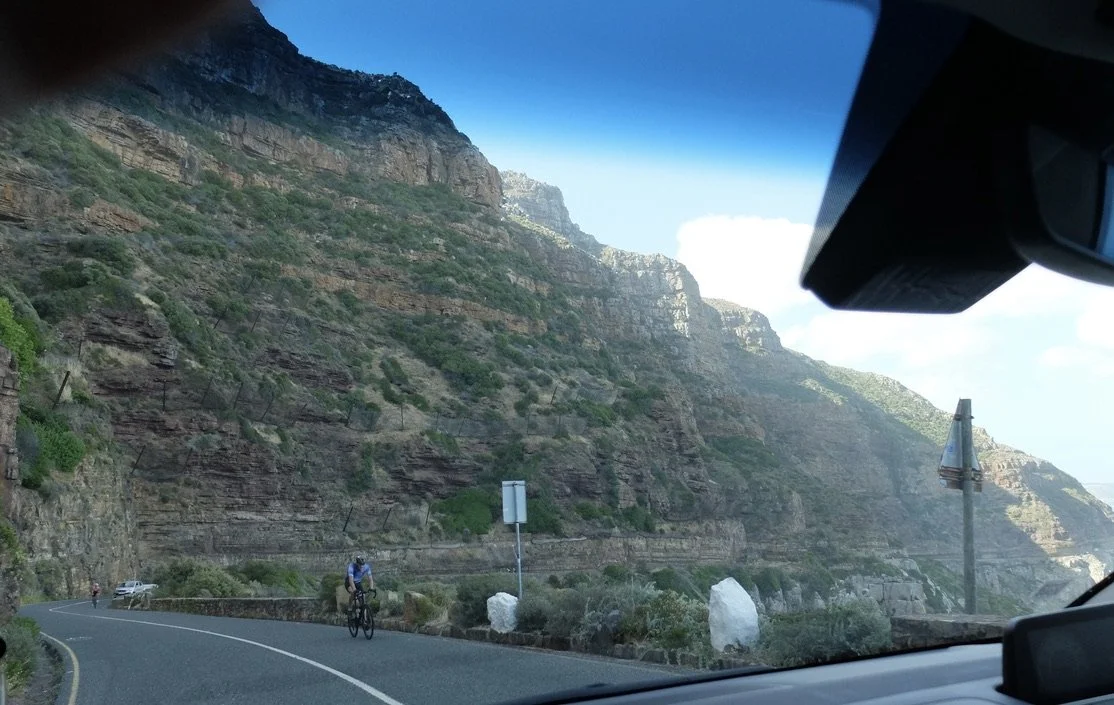 There were lots of bicyclists out on a weekend morning.   The downhills looked thrilling.