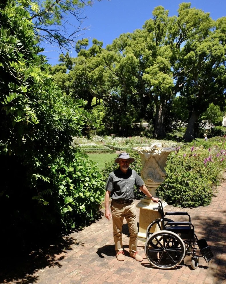  Howie got a work out with me &amp; the wheelchair.   Vergelegen Wine Estate , S omerset West, South Afr ica. 		   