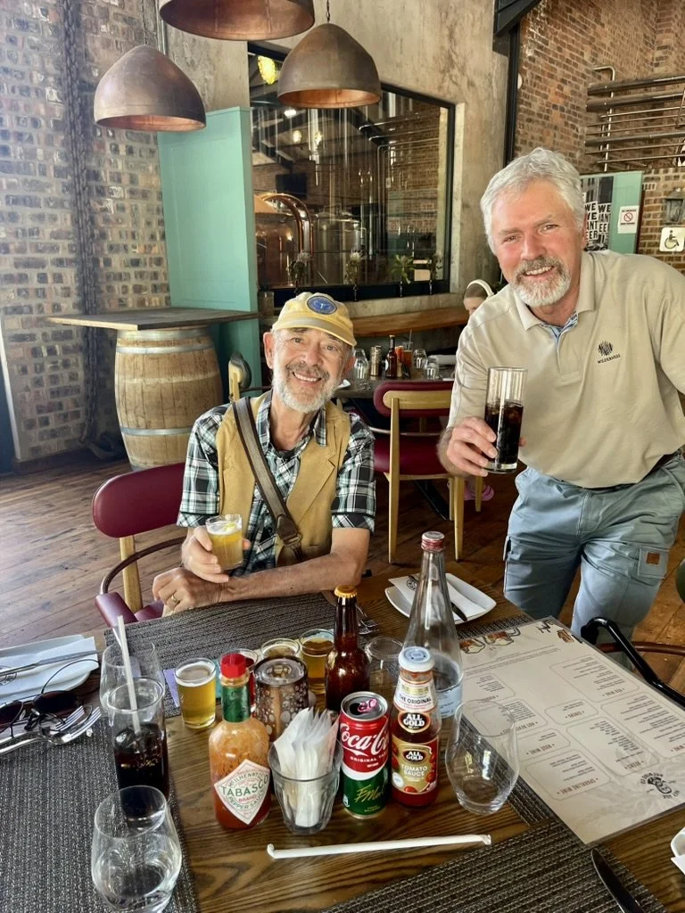  Hey Joe Belgian Inspired Brewing Co.   Franschhoek, Western Cape.    Howie was driving so he had the Coca-Cola (different colored can than we know in the USA).  We were so happy that we added an extra day of touring with Howie vs. hanging out at the