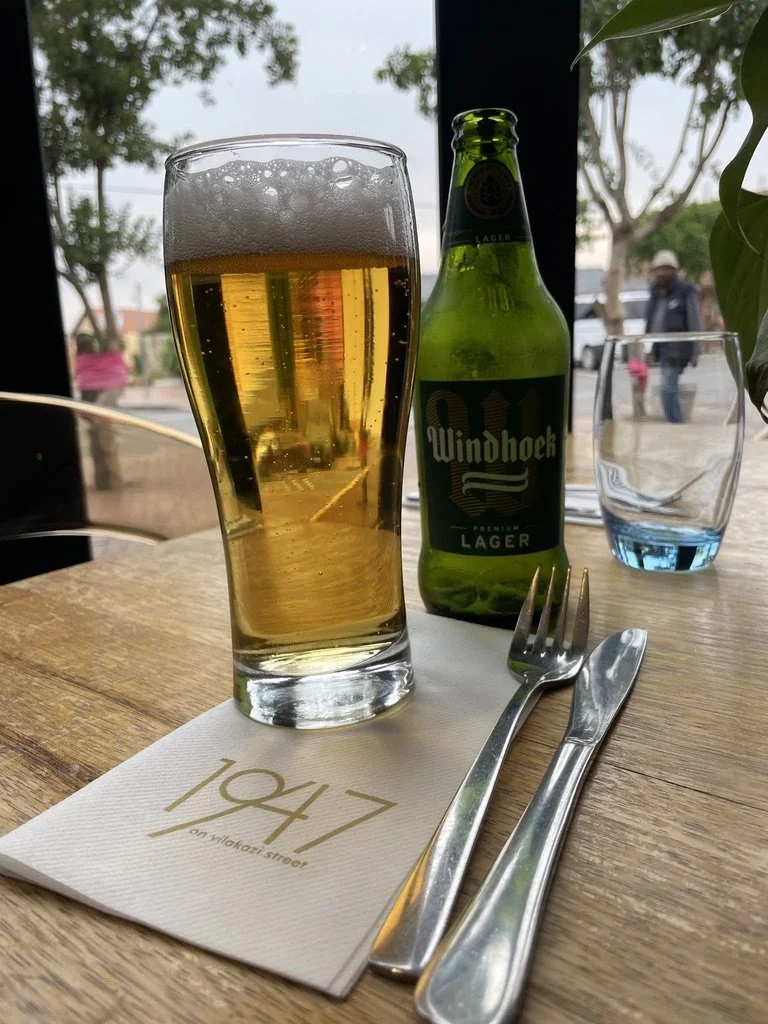  Almost all the beers I encountered were lagers.  This one is from Namibia (see map next), formerly known as German South West Africa.    Alison Nolting, Of The Africa Adventure Co. said we had to get out &amp; see animals!! 