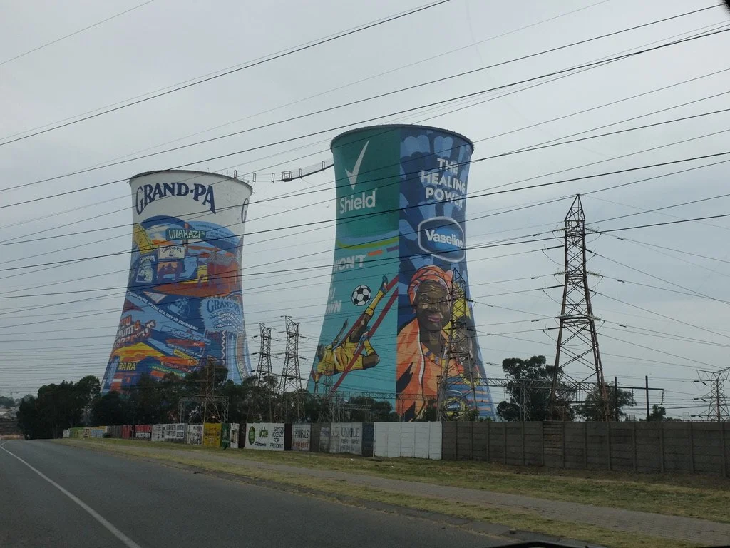  We took a pass but you can bungee jump between these two decommissioned cooling towers.  Joburg, ZA. 